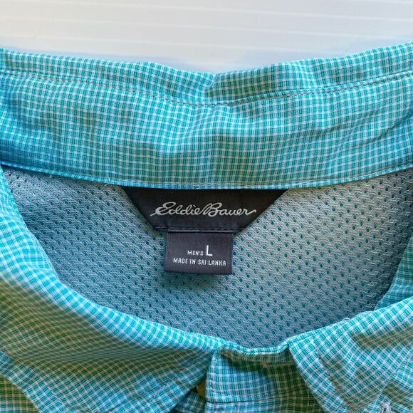 Eddie Bauer Shirt Mens Large Short Sleeve Button Down Blue Lightweight Preppy - Picture 4 of 6